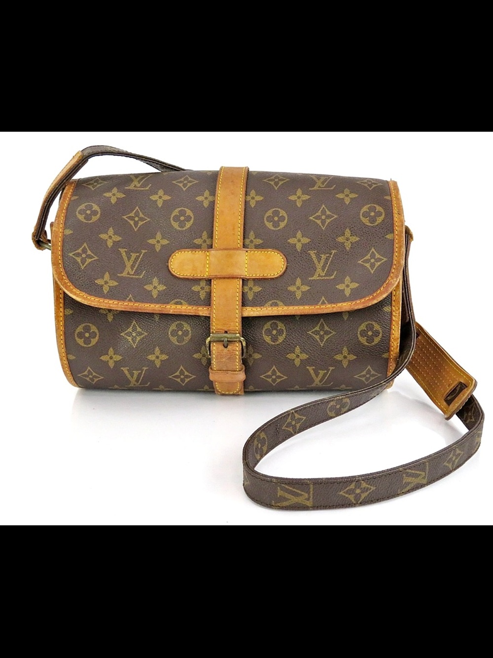 Louis Vuitton Monogram Crossbody Bag in Brown & Tan Leather Trim - Picture 1 of 16